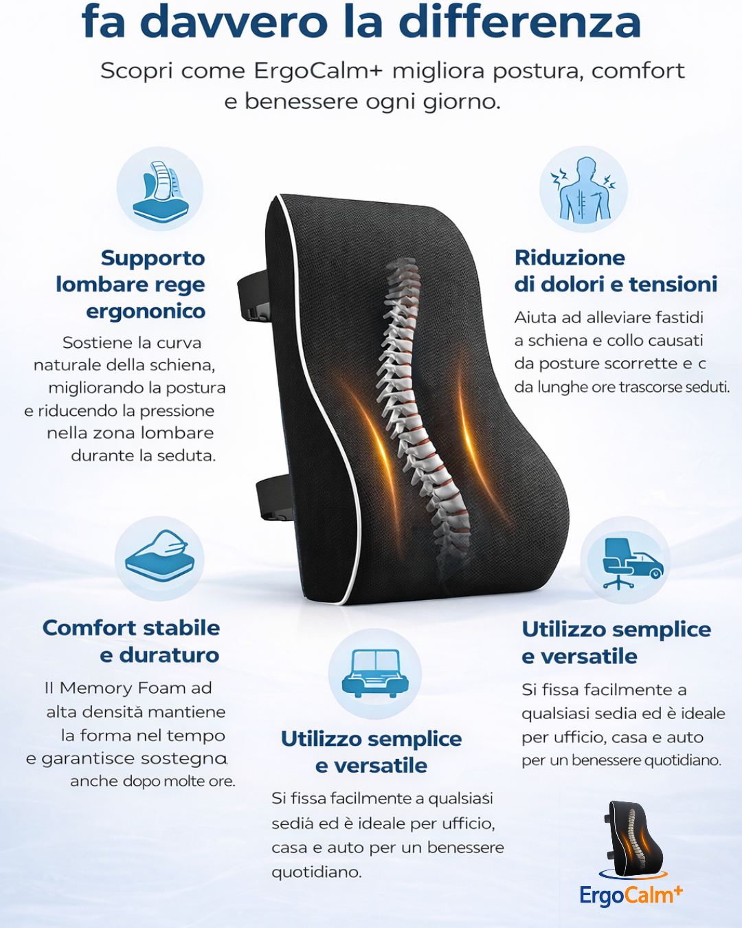 ErgoPro+ - Cuscino lombare ergonomico